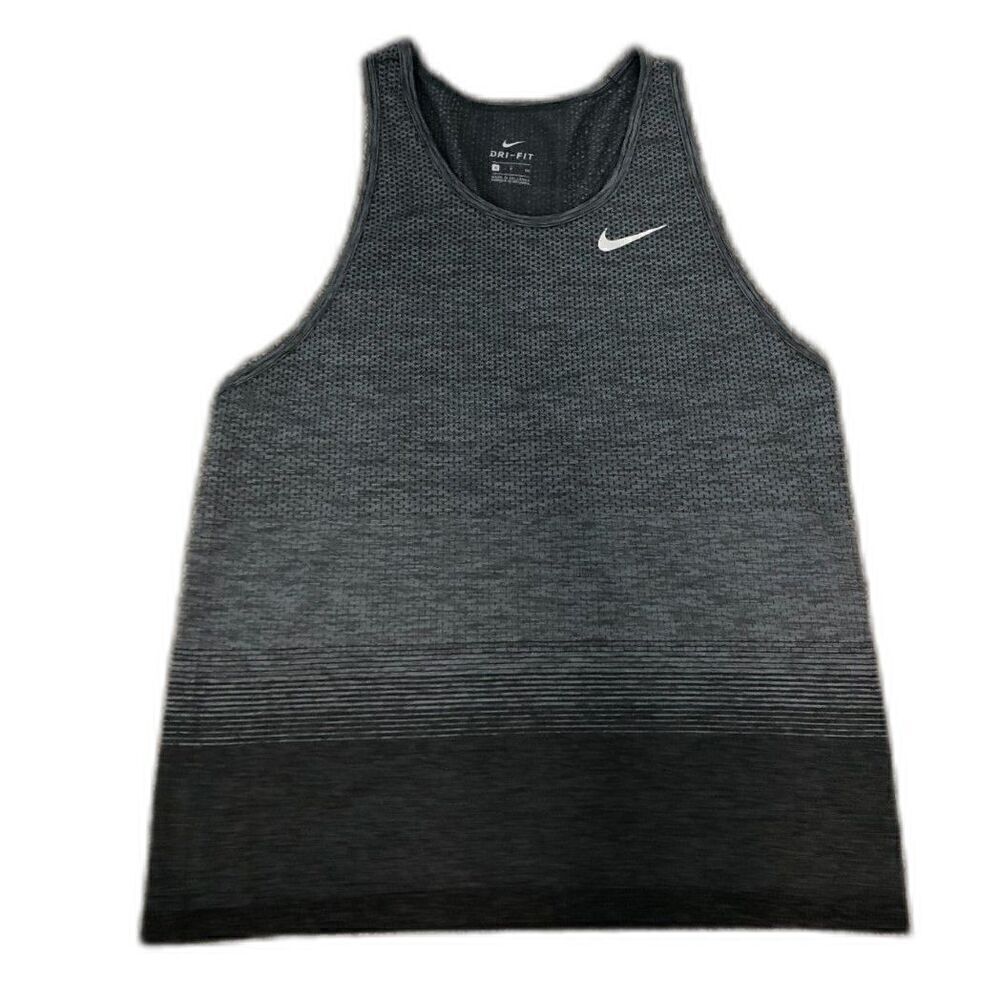 NIKE Racerback Tee-Shirt Women's Size Small Black Gray Athletic Stretchy Top